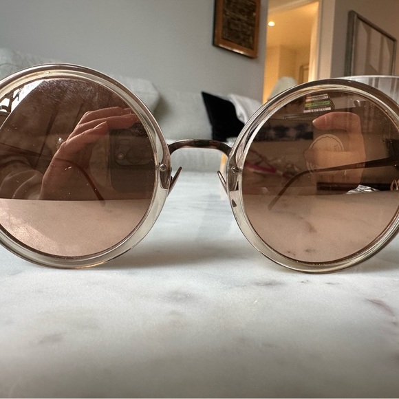 Round Linda Farrow Rose Gold Sunglasses